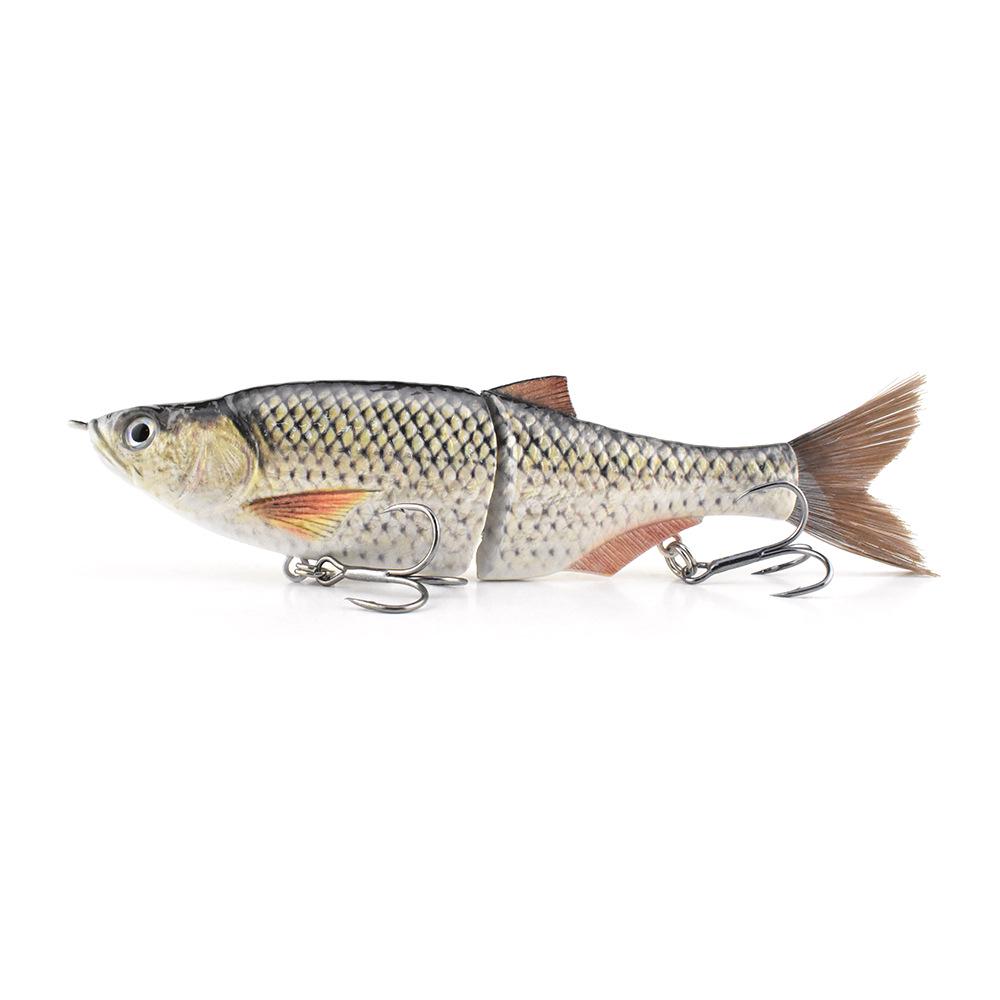 Realistic 3D Multi-Jointed Soft Plastic Brown Fish Scale Lure with Silk Tail for Sea Fishing