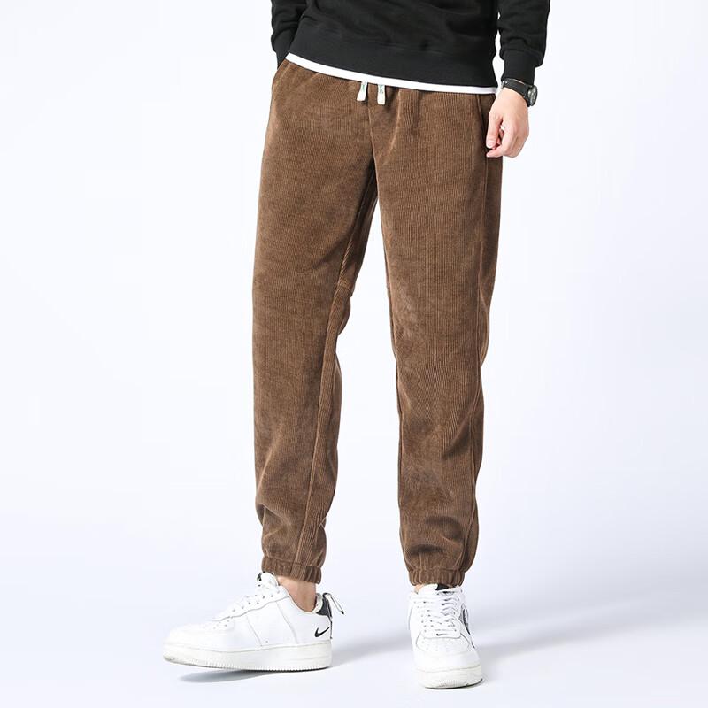 Men's Fleece Lined High-Waist Casual Winter Trousers