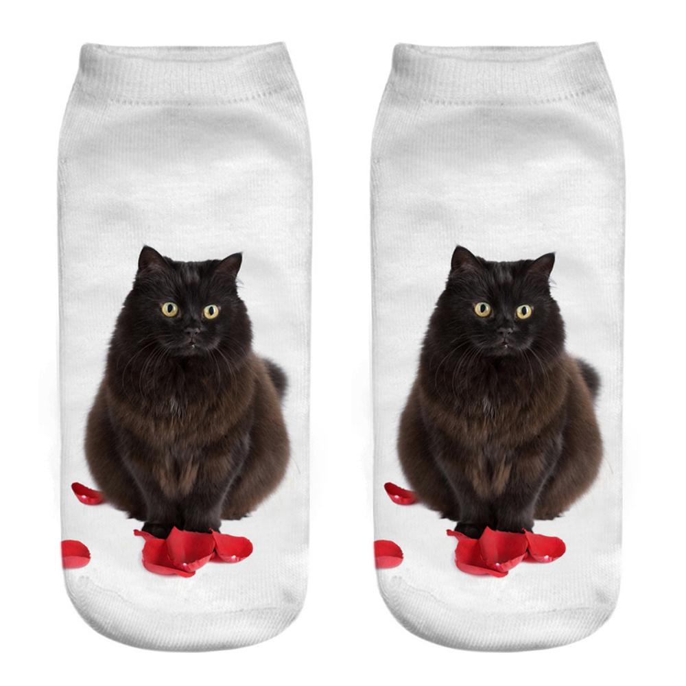 New  3D Print Funny Cute Cartoon Kitten Unisex Short Socks Creative Colorful Multiple Cat Happy Low Ankle Socks For Women