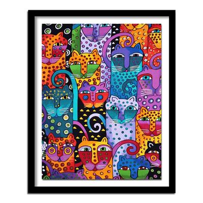 DIY Διαμαντένιο Κέντημα Χρώμα Animal Lovely Cat Family Diamond Painting Cross Stitch Full Decor Drill
