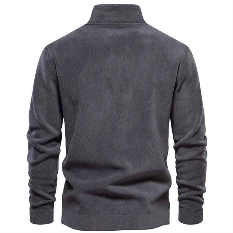 Fashion Mens Casual Pullover Jacquard Sweatshirt Polar Fleece Stand Collar Hoodie Warm Winter Knit Top Men Clothing