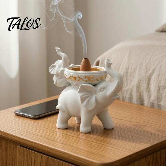 Exquisite Handcrafted Gift for Men Women Elephant Incense Burner, Resin Backflow Holder, Waterfall Halloween Party Table Centerpiece Burner