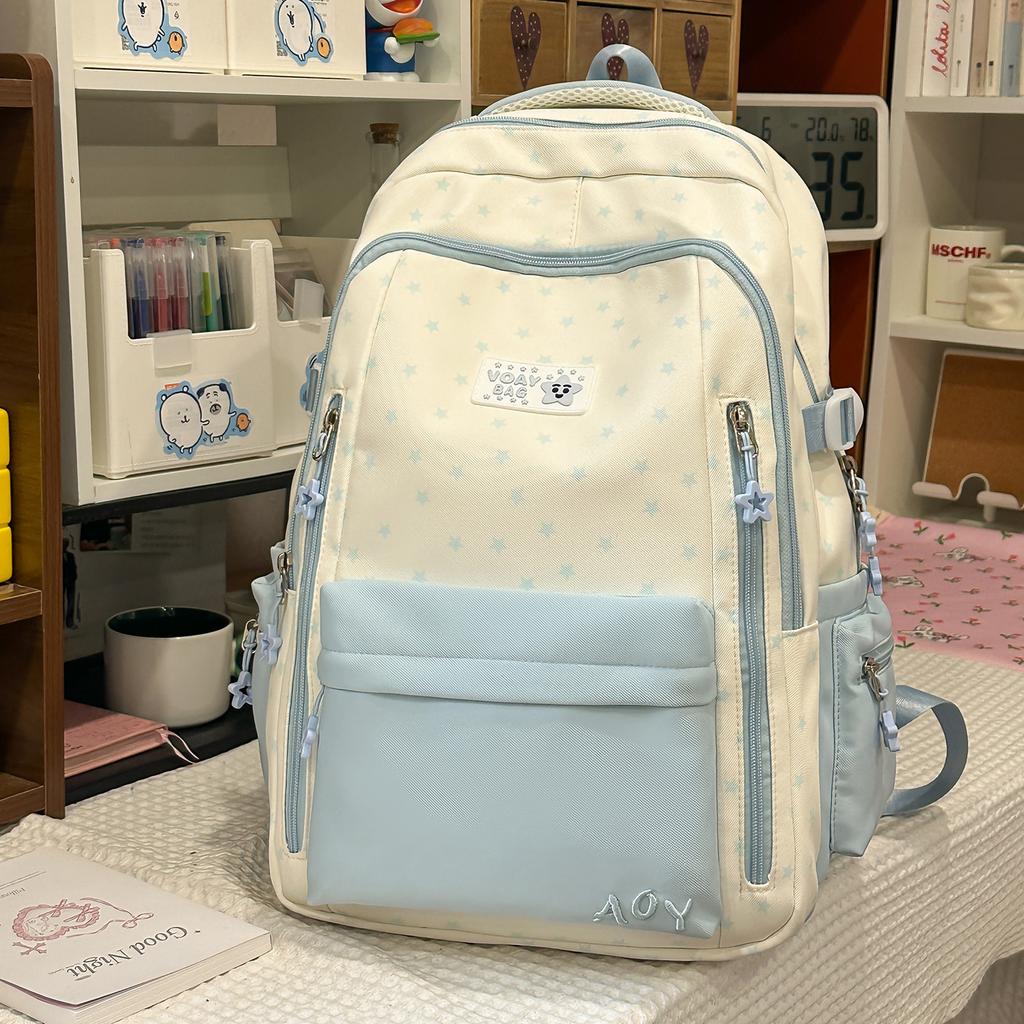 Schoolbag Fresh and Simple Middle School Student New Schoolbag Girl High Value Star Printing Campus Large Capacity Travel Backpack
