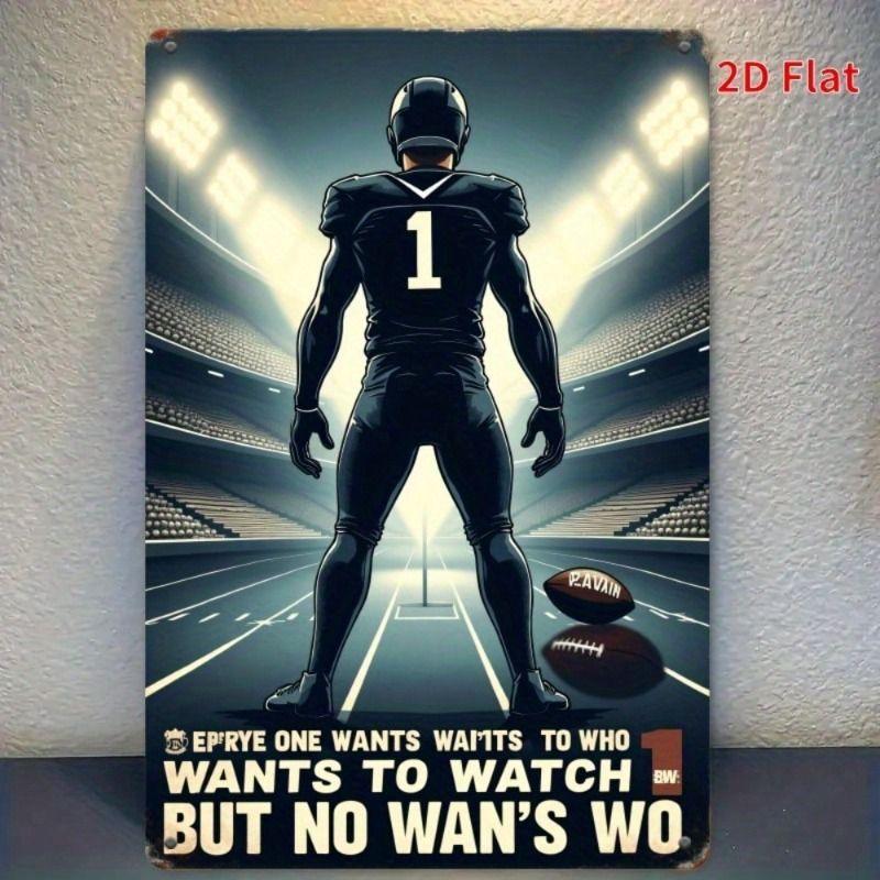 

Metal Poster Soccer Player Silhouette 2D Wall Art Sports Decor for Gym Home 30x20 cm