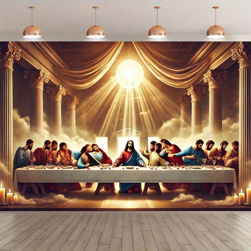 

The Last Supper Jesus Christ 2D Wall Tapestry Religious Christian Art Mural for Church Home Prayer Room Faith Based Decor 74x94cm(29x37in)