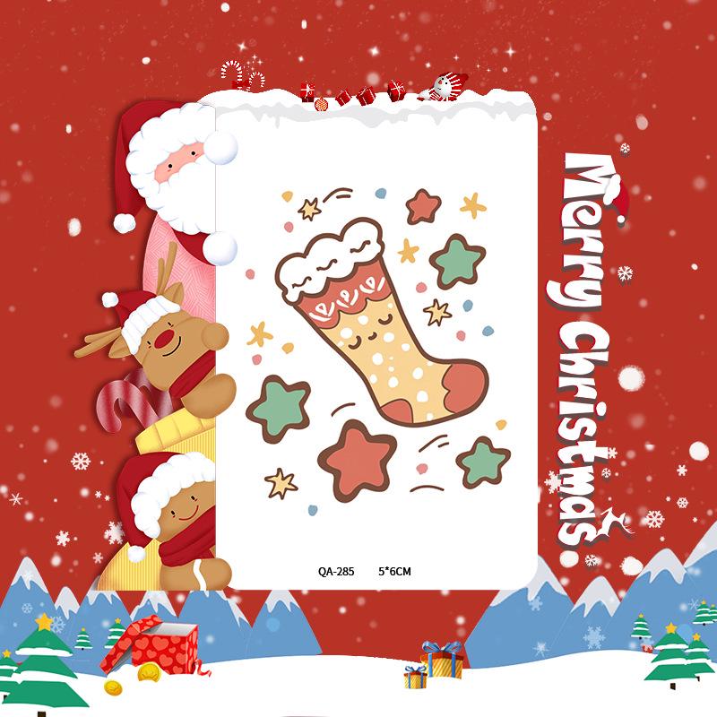 Popular Cartoon Christmas Temporary Tattoos for Kids - Cute Santa and Snowman Sticker Set