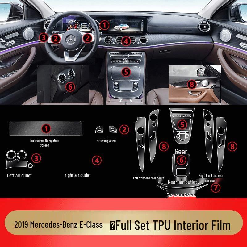 TPU Protective Film for 2017-2024 Mercedes-Benz E-Class E300L/E260L Interior Screens & Panels