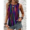 Summer Simple Striped 3D Print Tank Tops Women Fashion Streetwear Oversized O-Neck Vest Off Shoulder Sleeveless Woman Camisole