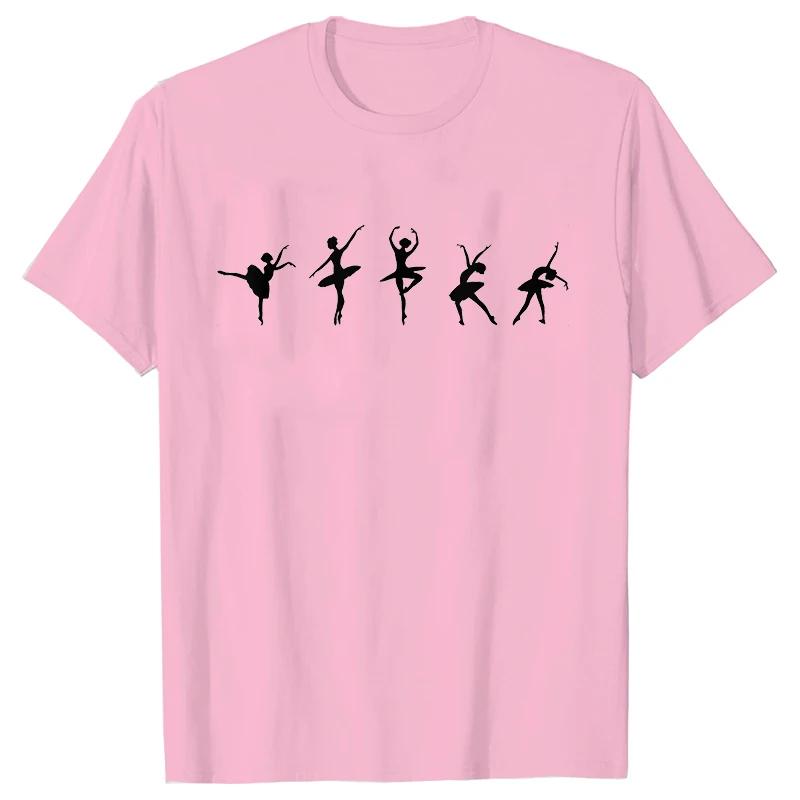 Fun ballet letter printed short sleeved Womens casual daily versatile summer round neck Tshirt