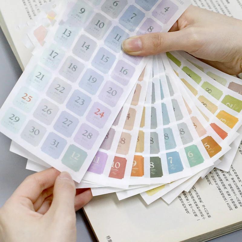 365 Days Date Stickers Dairy Journal Agenda Planner  Calendar Sticker Notebook Student Decoration Stationery Sticker