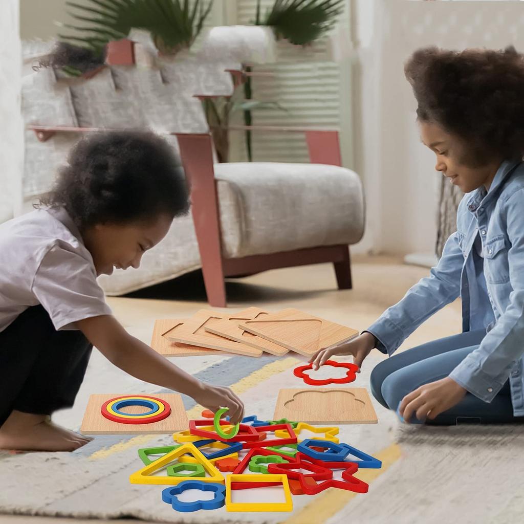 Toddler Puzzles Wooden Toys Montessori Shape Classification Geometric Puzzles Preschool Learning Early Education