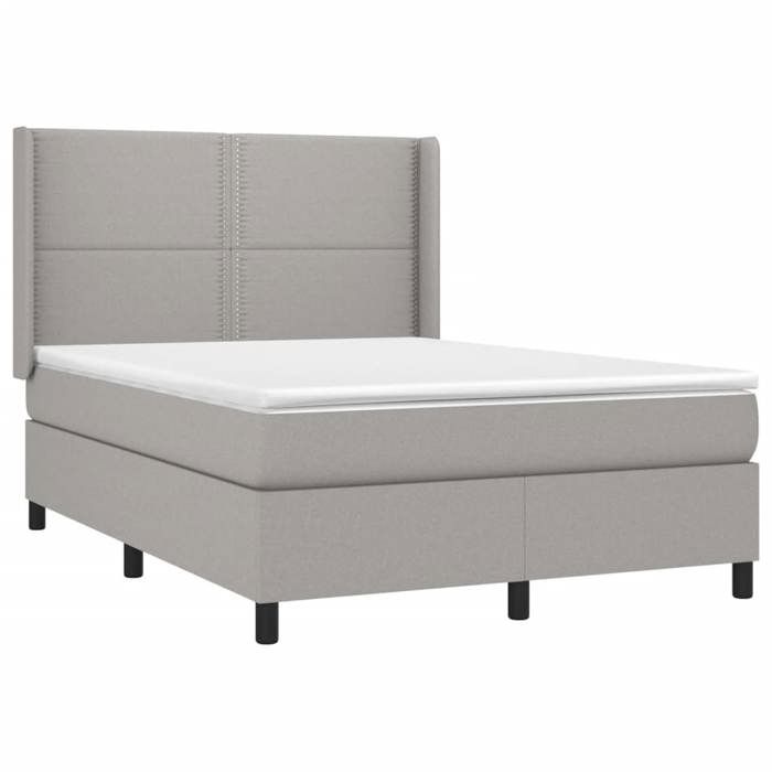 3131345 vidaXL Lit à sommier tapissier avec matelas Gris clair 140x190cm Tissu