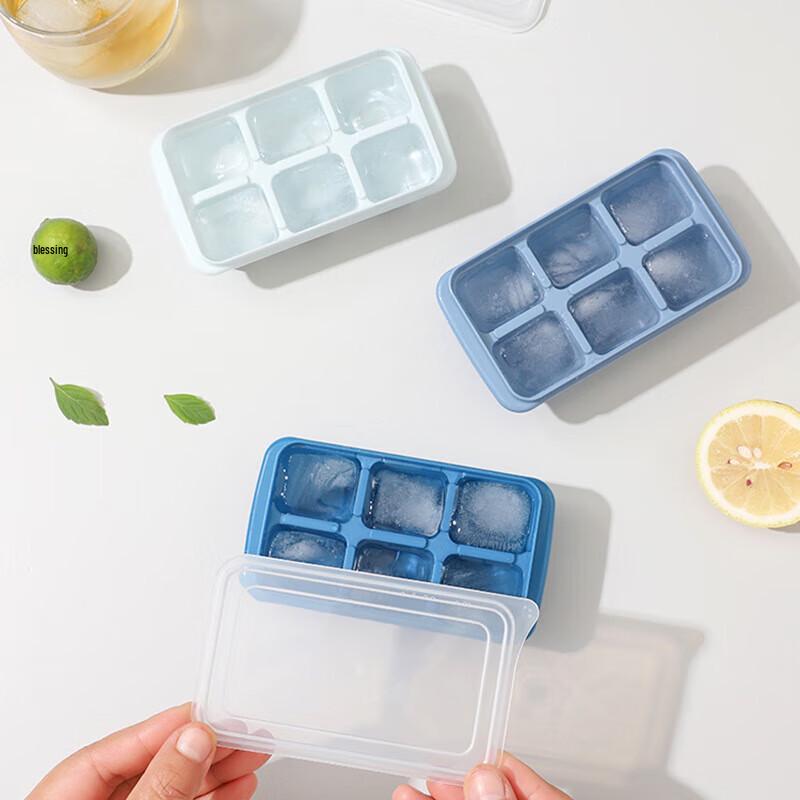 Silicone Ice Ball Molds with Lid, Six-Compartment Soft-Bottom Tray for Home