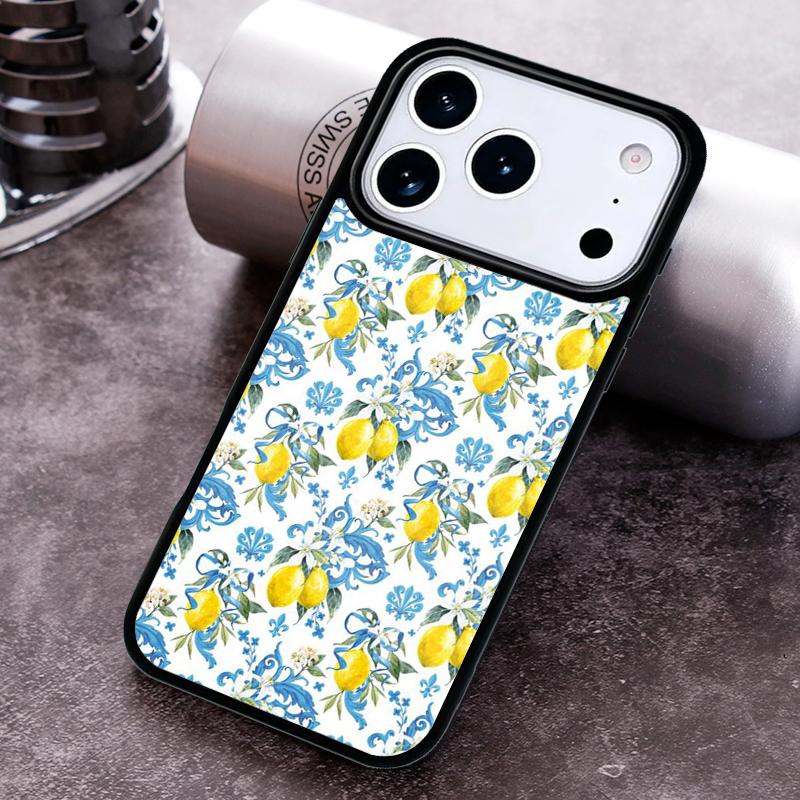 Mediterranean Lemon Phone Case for iPhone 17 16 15 Pro Max Air 14 13 12 11 Plus Shockproof Capa Cover