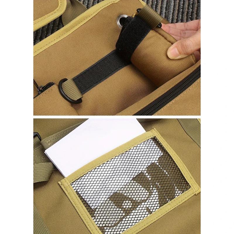 Robuster Roll-Up-Werkzeugtaschen-Organizer mit 4 Werkzeugtaschen und 2 abnehmbaren Taschen.