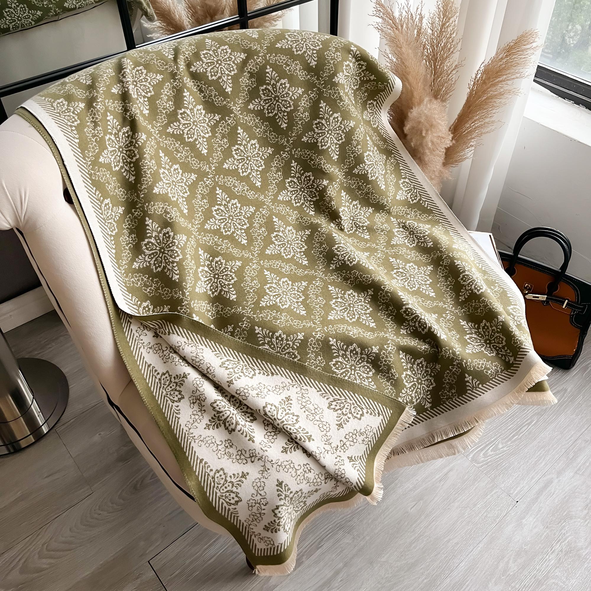 

Розкішний Двосторонній Етнічний Шарф Пашміна Кашемір М який Теплий Бахрома Пашміна Шаль Зима Холодостійкий Вітрозахисний Плед