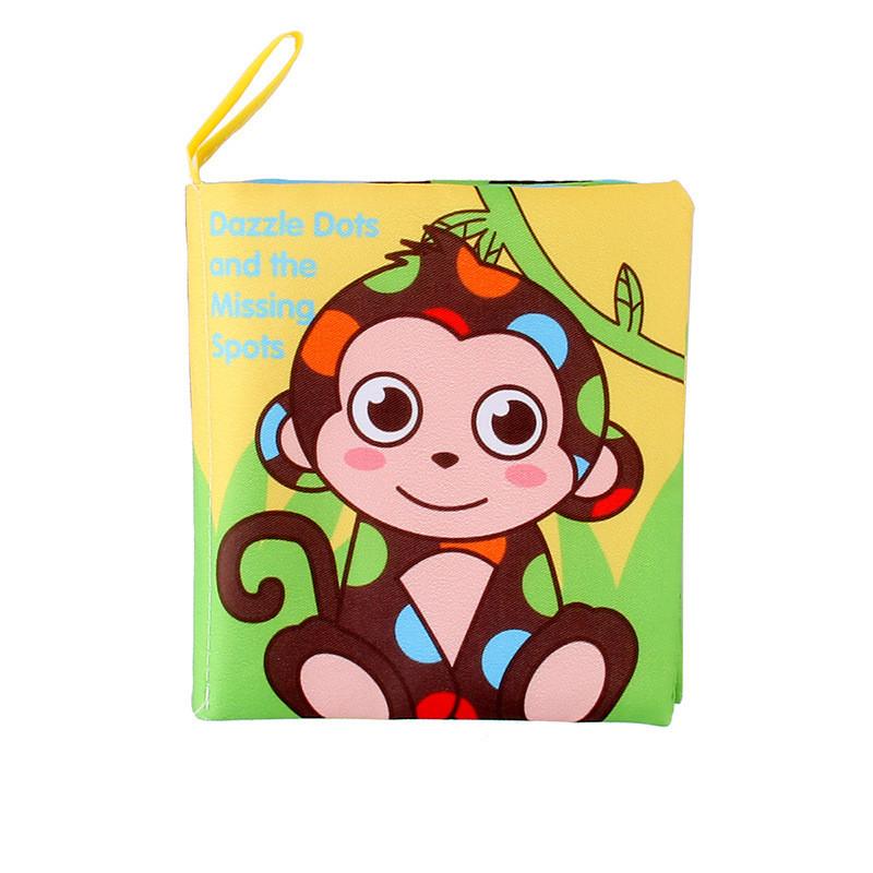 Детская развивающая тканевая книга со звуковой бумагой, устойчивая к разрывам, моющаяся, нелиняющая, 3D детская ручная тканевая книга Monkey