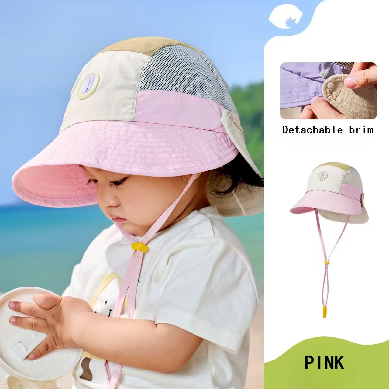 Lemonkid UV protection Baby Sunhat on Stock Children Breathable Bucket Hat with Raised Rubber Big Brim Dry Quick Baseball Cap 48-50CM розовый