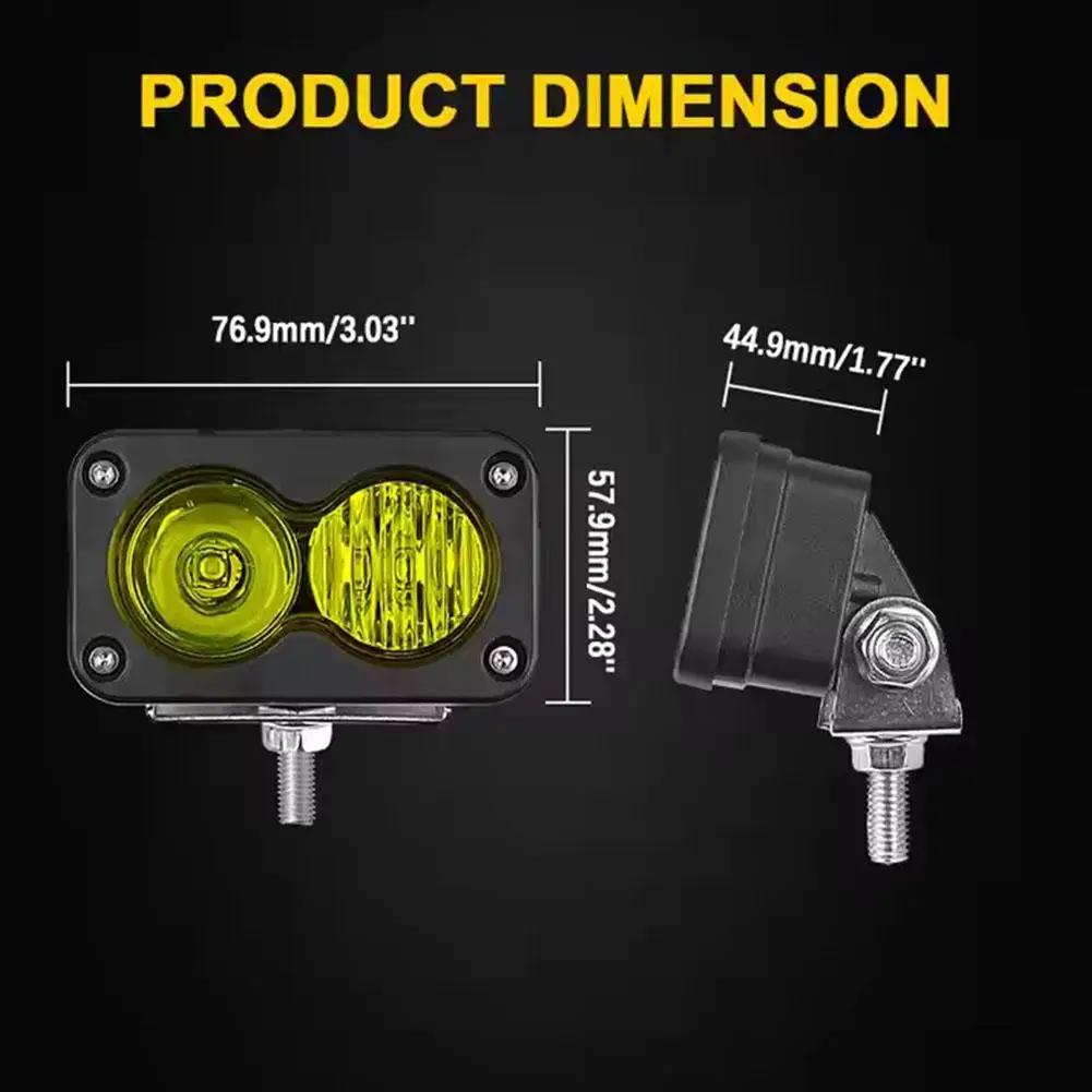 Phare de Travail LED Carré 3 Pouces 20W pour Moto Voiture Spotlight Blanc Jaune LED Pod Lampe Antibrouillard Conduite Pour Voiture Camion Porte-Bagages