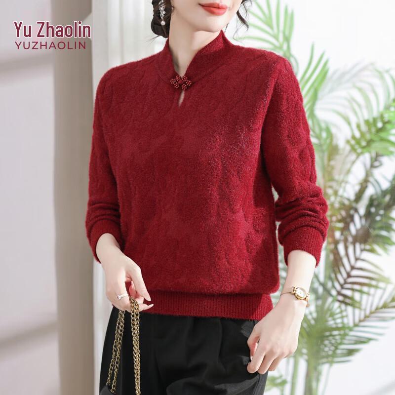 

YUZHAOLIN Women s Cheongsam Collar Knit Sweater 2XL