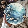 Watercolor Ocean Starfish and Seashell Round Metal Tin Sign D Flat Beach Coastal Wall Plaque For Home Decor