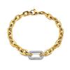 Delicate Small Square Stainless Steel Gold Color 6mm Link with Zircon Crystal Stone Link Necklace Choker for Women Femal
