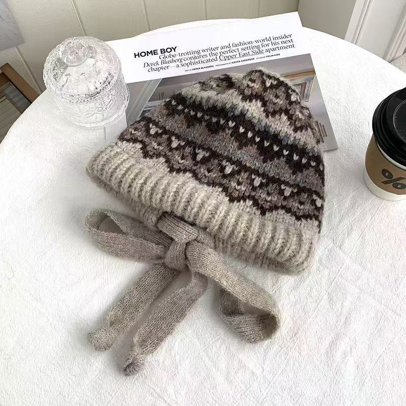Versatile Wool Knitted Hat Autumn and Winter Women's Retro Simple Bag Hat Warm Ear Protector Winter Hat