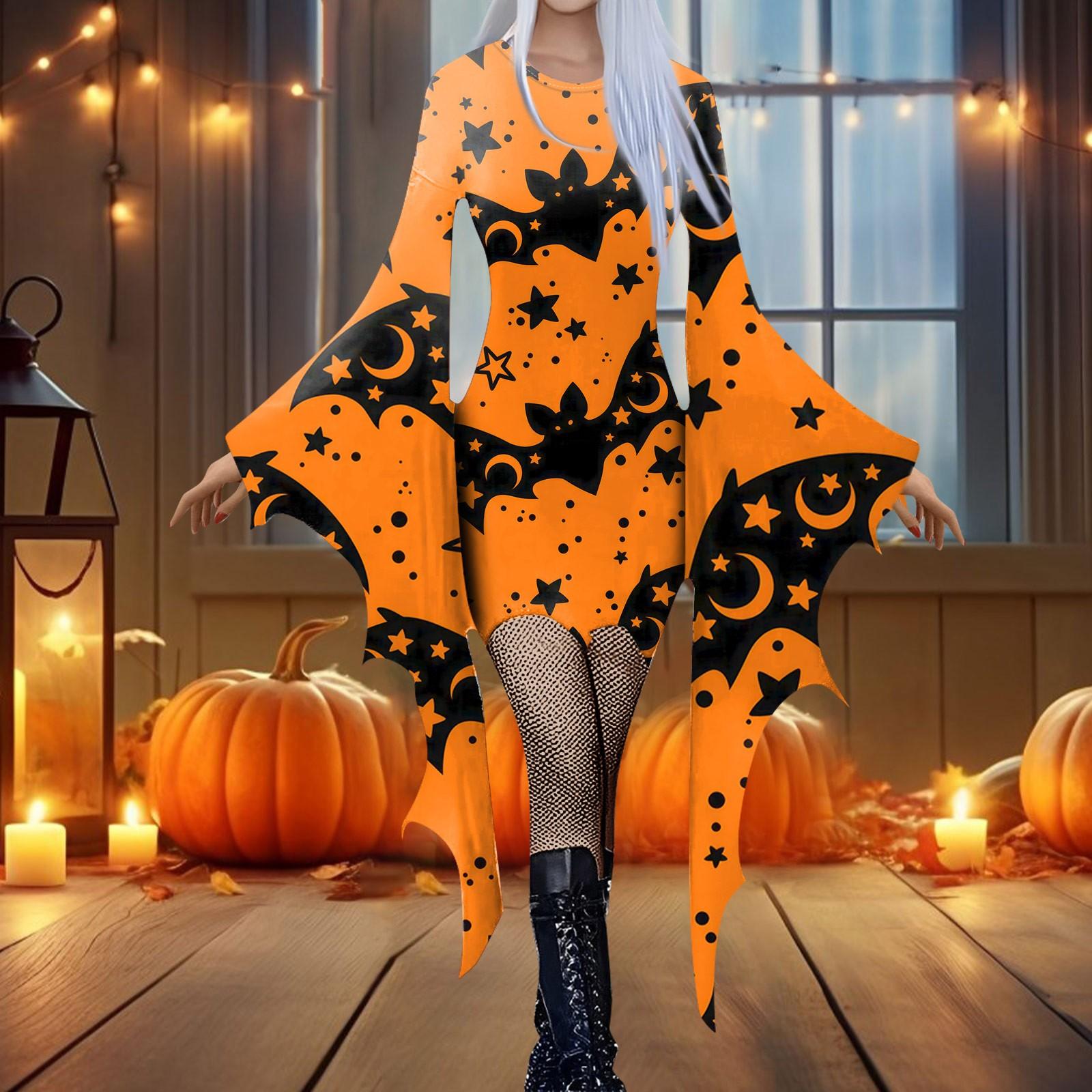 

Жіноча модна готична панк-рукава з тривимірним милим принтом на Хеллоуїн, нестандартна вечірня сукня XXL помаранчевий