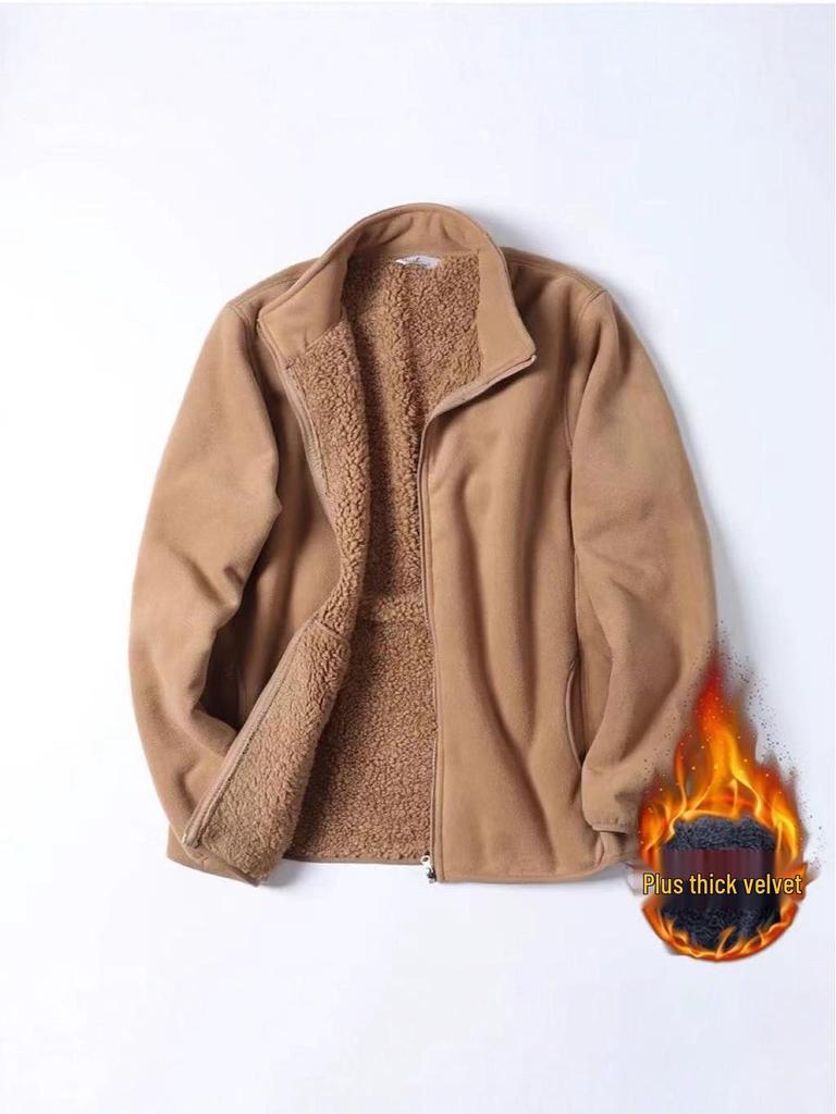 Unisex Polar Fleece Windbreaker Hoodie - Cozy, Thickened Velvet Jacket for Autumn & Winter