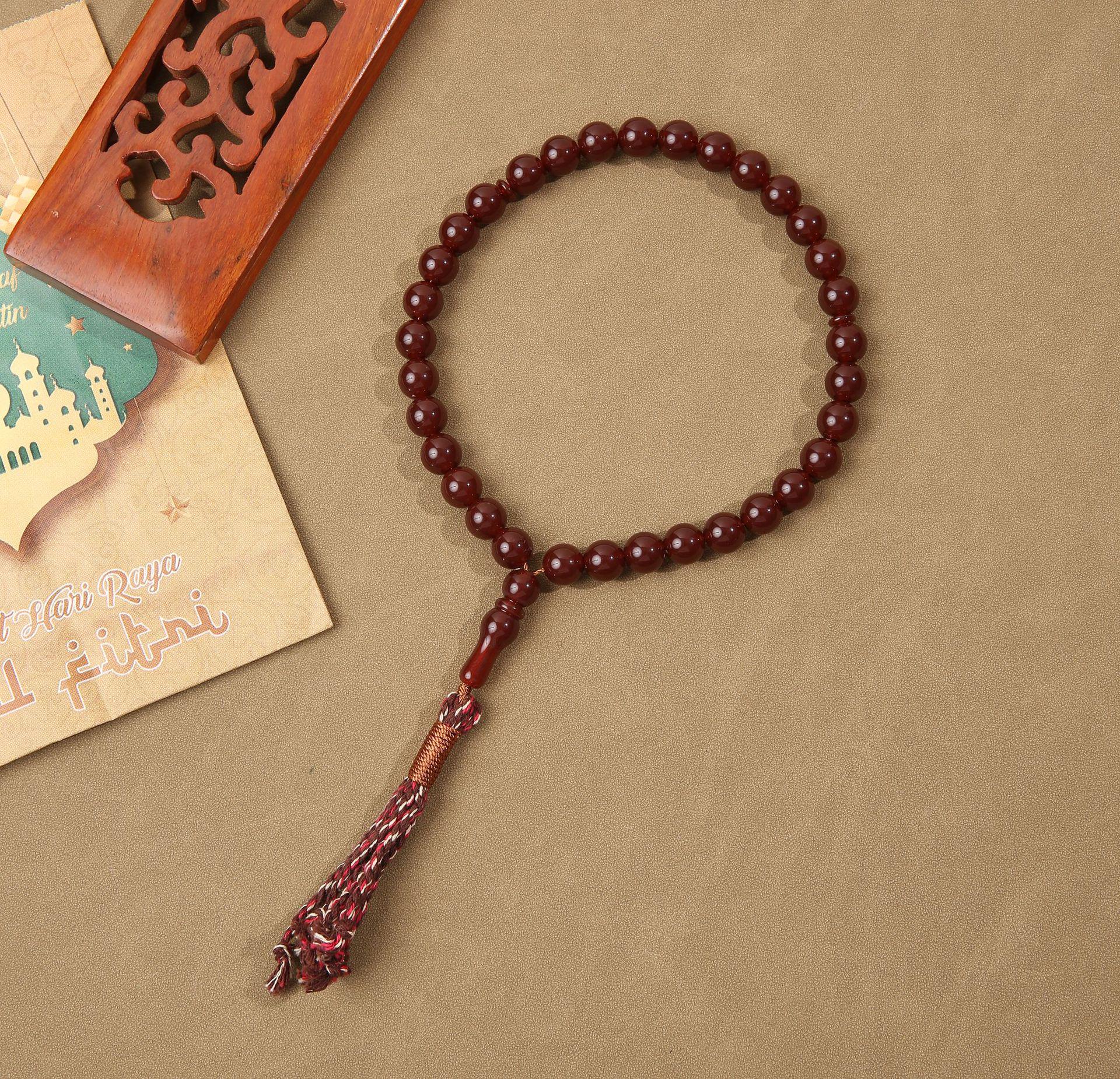 

Мусульманские четки браслет тасбих из имитации коралла с 33 бусинами