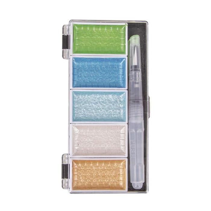 Peinture acrylique métalique bleu-vert 5 couleurs