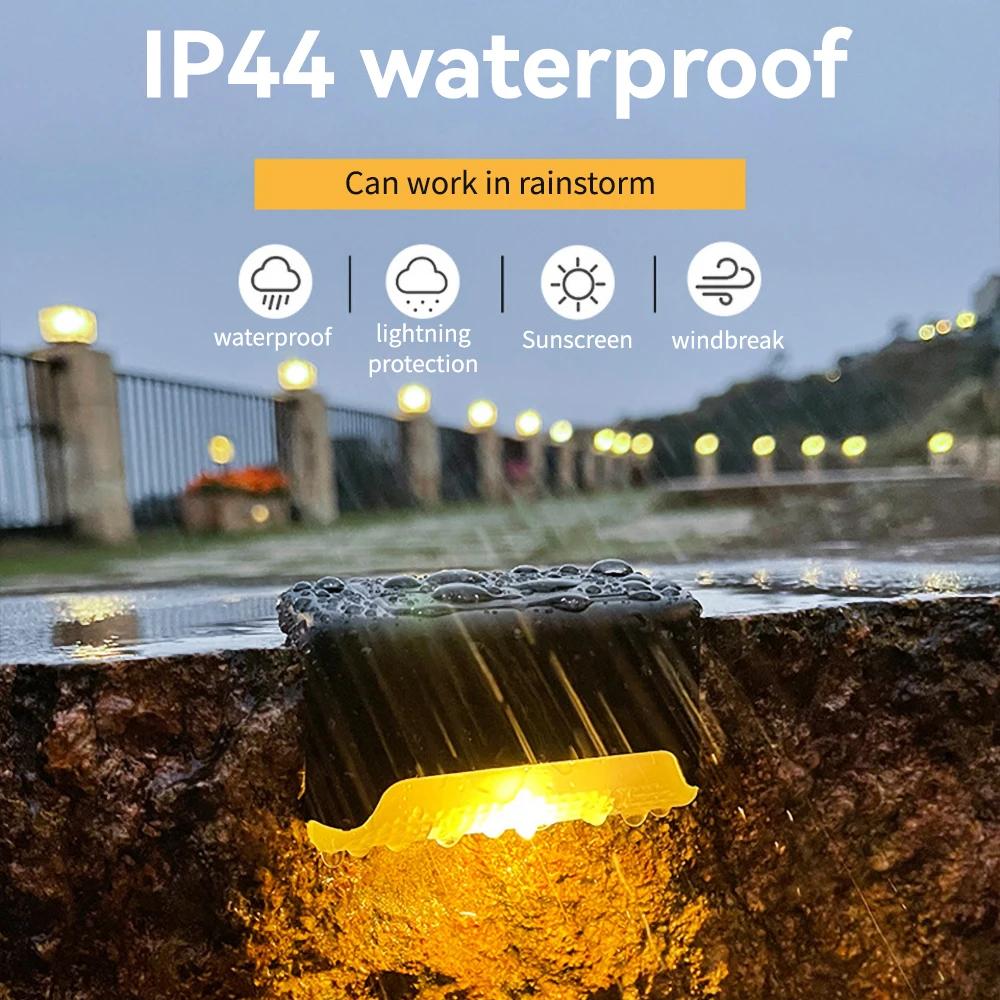 1/4PCS Solar LED Deck Lights Waterproof Outdoor Step Fence Lighting for Patio Yard Stairs Automatic Dusk-to-Dawn L-Shaped Design