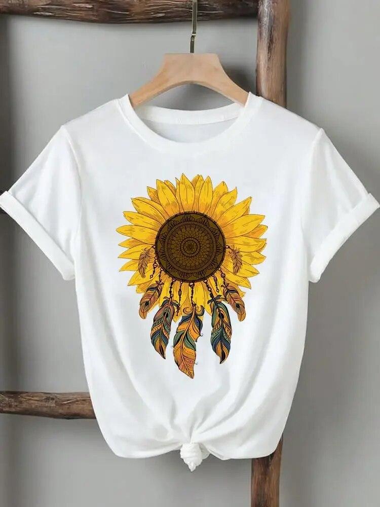 Women Lady Tshirts Printed Fashion Casual Tee Flower Wing Butterfly 90s Short Sleeve Graphic T Top Clothing Printing T-Shirt Unisex
