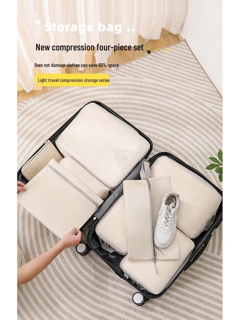 Compression Travel Storage Set: Washable Organizer for Cosmetics, Shoes, and Clothes