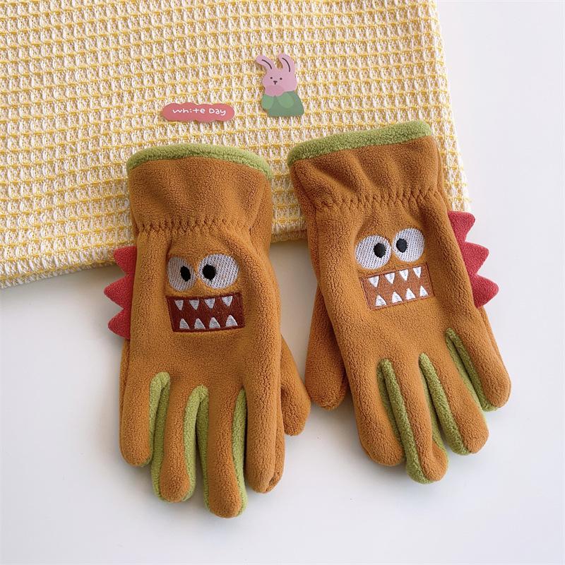 Warme Plüschhandschuhe für Kinder Cartoon Weich Outdoor Polarfleece Winddicht Skifahren Radhandschuhe Kind Schüler Kleinkind Rad Fäustlinge