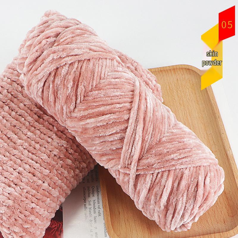 Chenille Gold Velvet Chunky Yarn Kit for Hats, Scarves, Sweaters, Dolls, and DIY Knitting