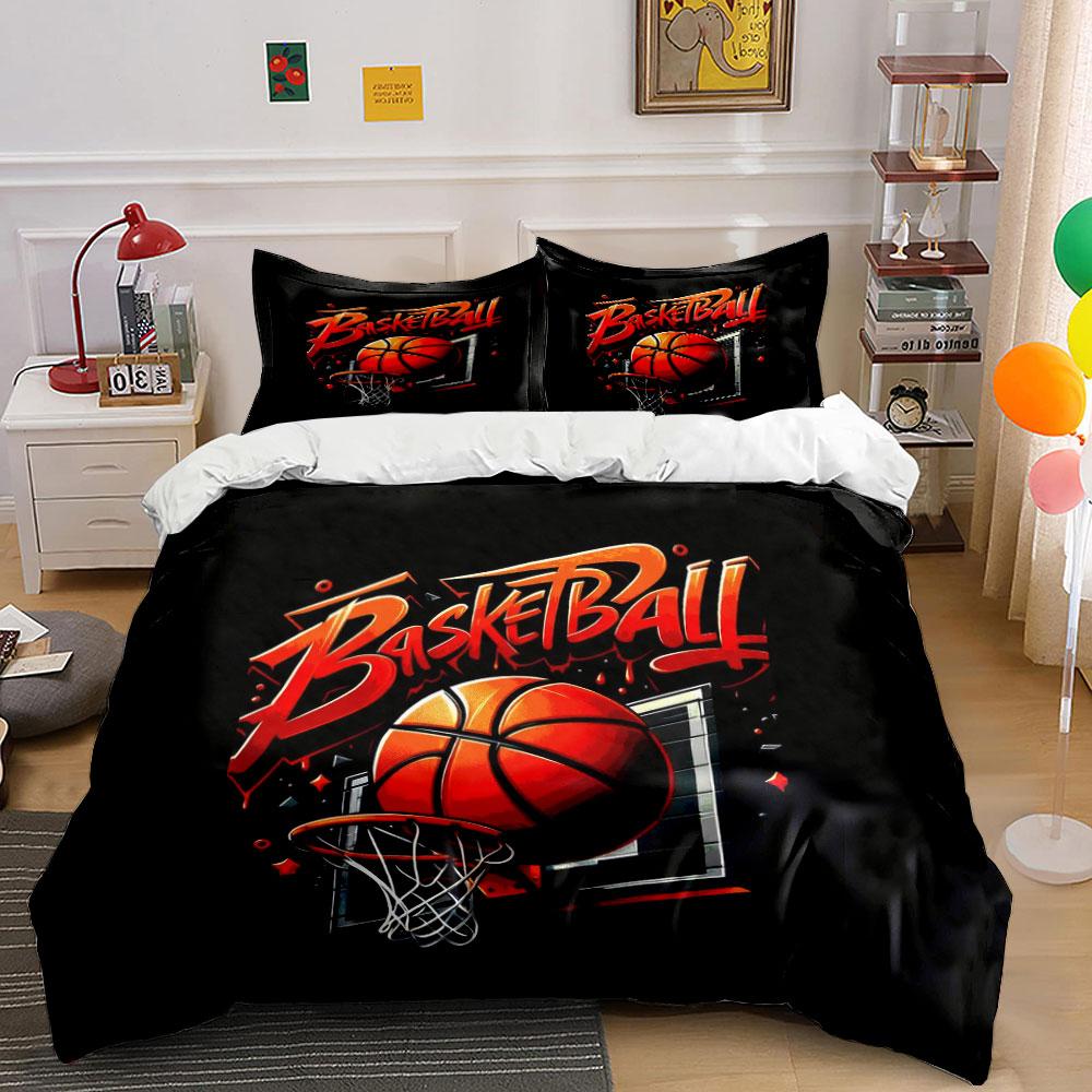Basketball Design Three-Piece Set Kid'S And Adults' Bedroom Decor, Exquisite Three-Piece Bedding Set Gift