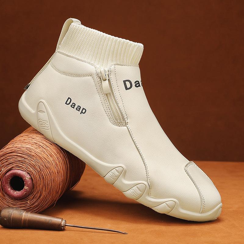 

Мужская обувь высокого класса зимняя новая бархатная утолщенная обувь для снега кожаная обувь с высоким верхом водонепроницаемая на мягкой подошве ботинки Мартин 44 бежевый