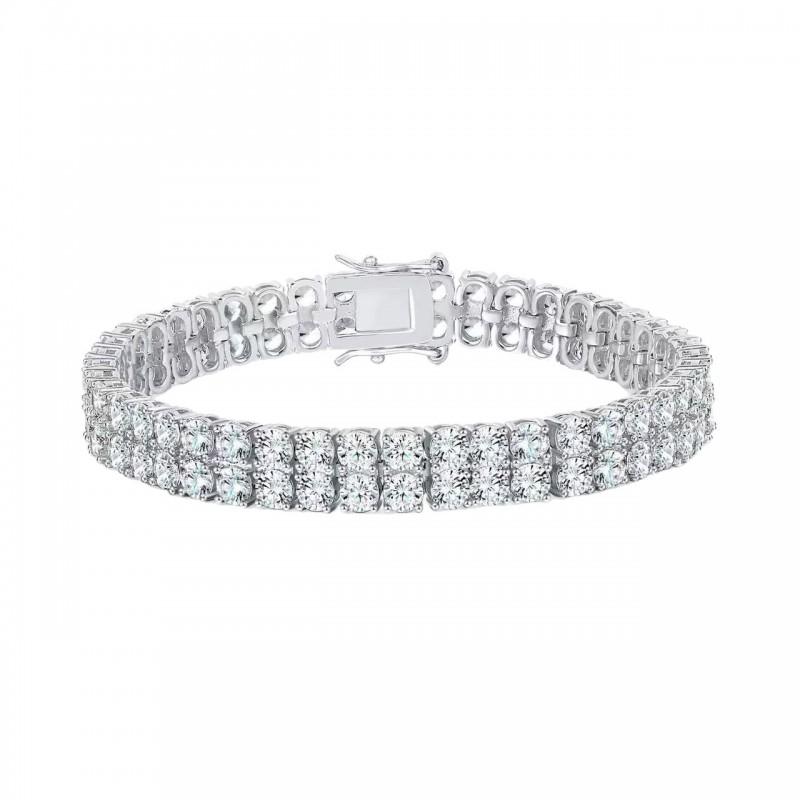 Stainless Steel Tennis Bracelet With Full Zirconia Crystals Minimalist Geometric Design Unisex Fashion Jewelry