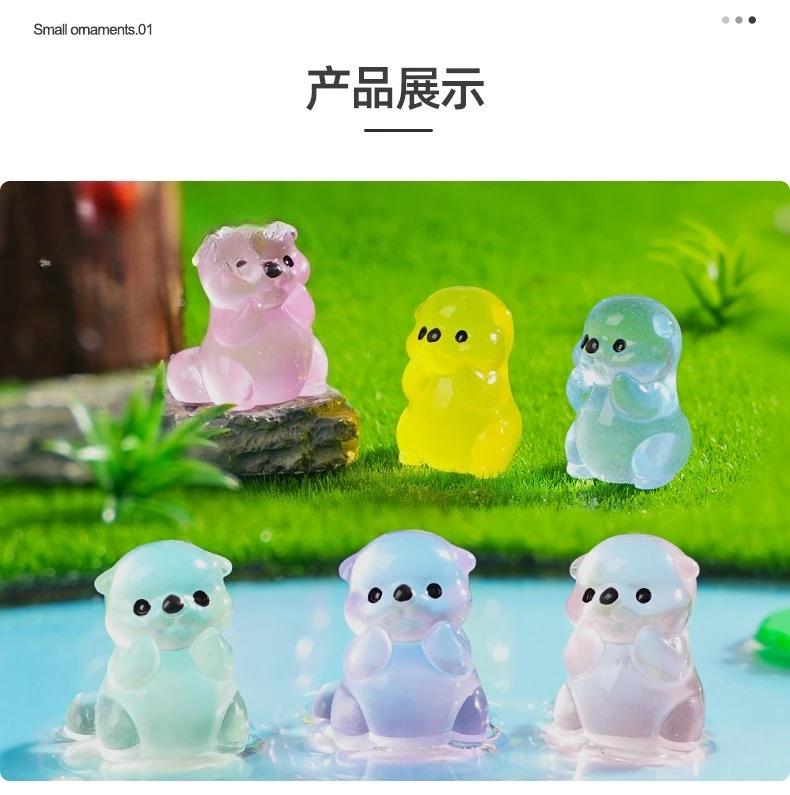 10/20/100pcs Glowing 3D Little Otter Garden Home Decoration Luminous Mini Animals Micro Landscape Moss DIY Dollhouse Ornament