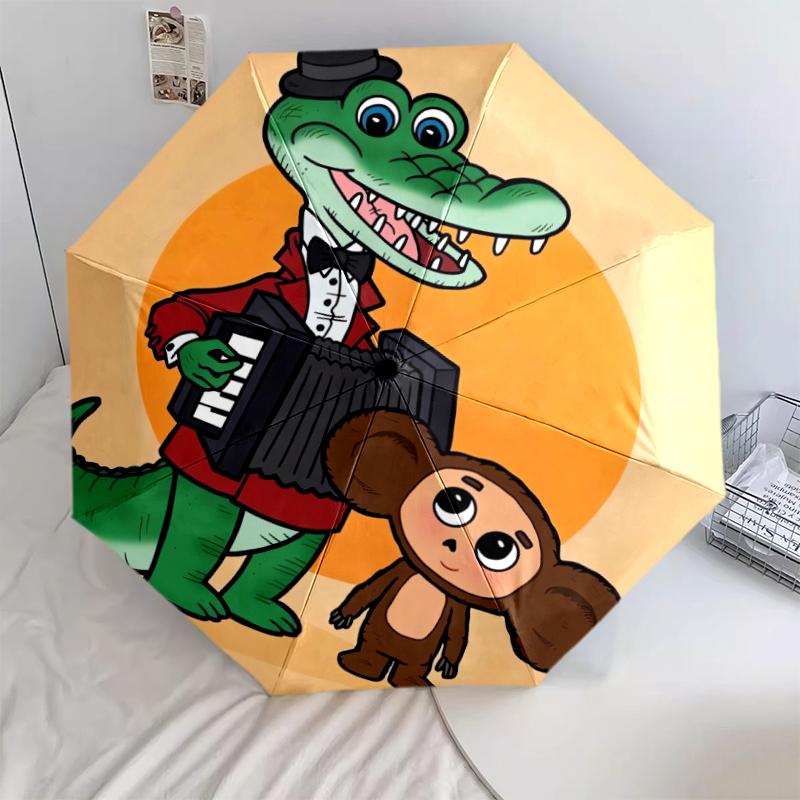 

1 PC Automatic Folding Umbrella -20260108 Cheburashka Pattern, Portable & Foldable Design with 8 Ribs, Christmas Birthday Gifts Q0030