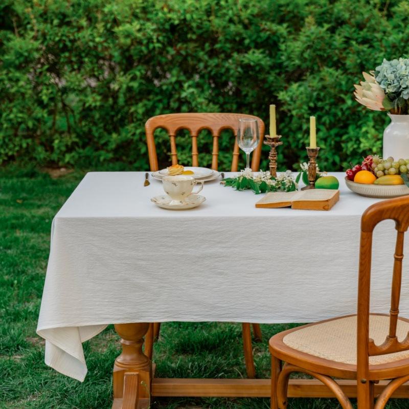 Natural Cotton Tablecloth Rectangle, Luxury Resistant Durable Farmhouse Table Cloth for Dining Party Christmas Weddings Birthday