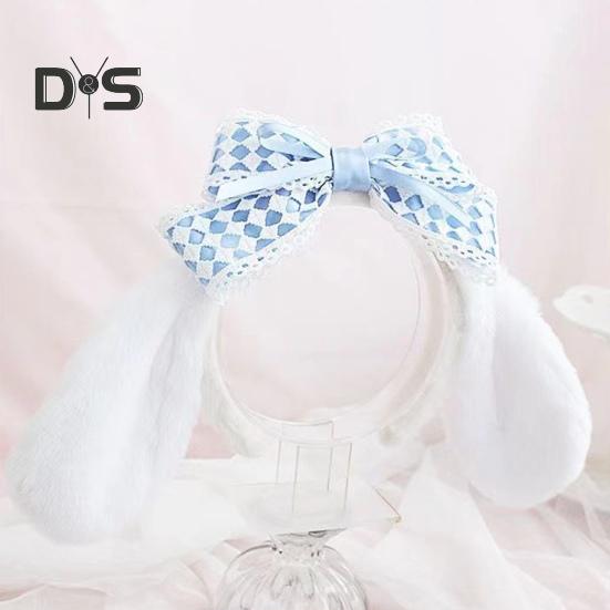 2 tk Tüdrukute peapaelad pitsiga Bowknot Plüüsist looma pikad kõrvad Decor Peapaela kostüüm Jõulupidude kohevad juuksed Aksessuaarid