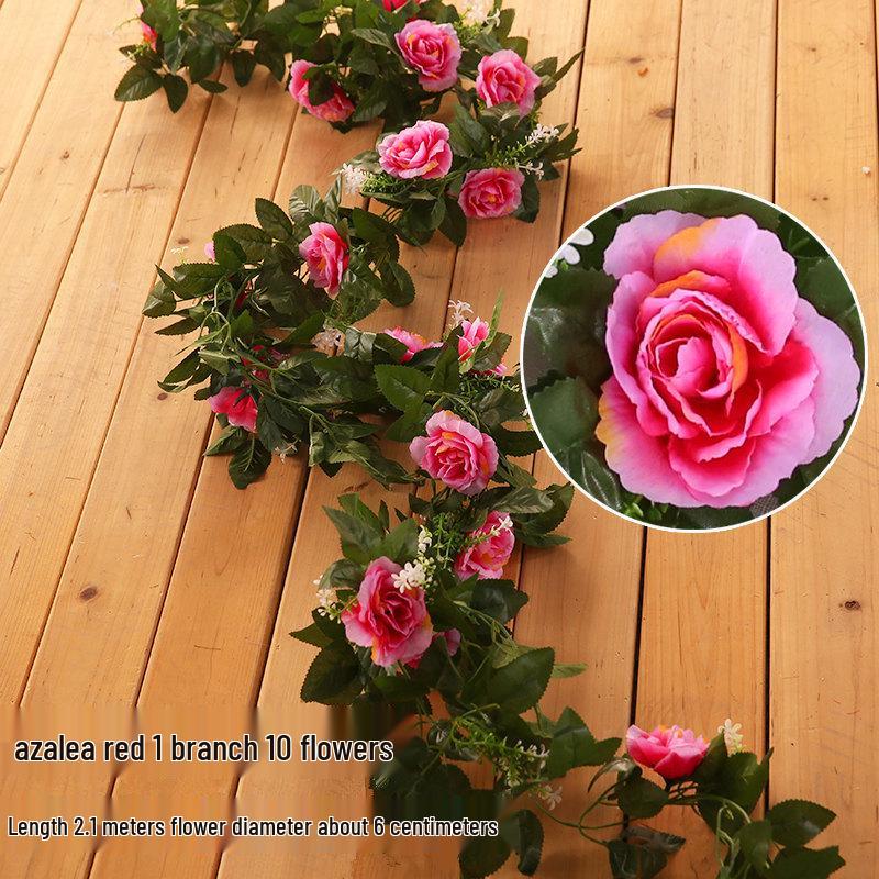 Artificial Rose Vine for Air Conditioning Pipe and Staircase Decoration