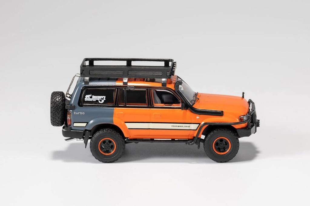 Gaincorp Products Scale Toyota Land Cruiser LC80 Version LHD Finished Model 1/64 Off-Road Orange/Gray KS-014-120