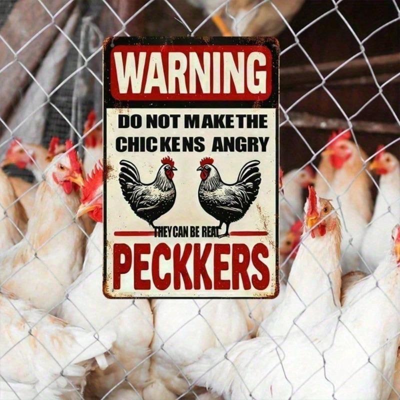 RIVIERA Funny Farm Wall Art Sign Vintage Warning Do Not Make The Chickens Angry Metal Tin Sign for Home Decor Kitchen Bar Cafe F