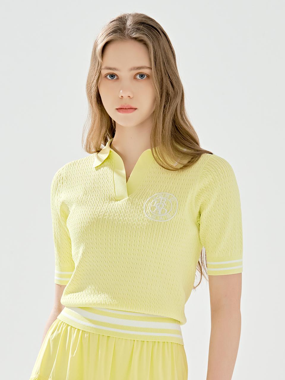 Road Roar Signature Cable Collar Knit Yellow Yellow/L
