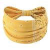 Bohemian Style Elastic Sports Headband: Women's Wide Edge Cashew Flower Headscarf