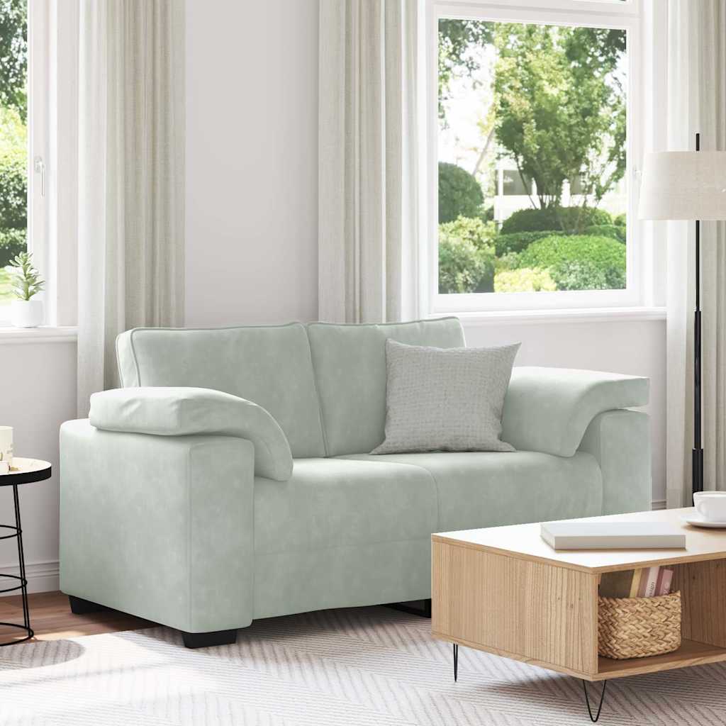 Two Seater Sofa Light Gray 160x77x82 cm Velvet