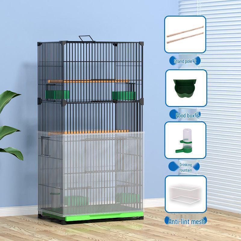 

Посилена велика клітка для великих птахів, таких як какатіли та піони, з гніздовою коробкою 90cm H, 42x31cm, no wheels, Package 8 чорний